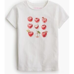 Crewcuts Kids XL 12-14 White Apple Print T Shirt‎ Cotton NWT $40